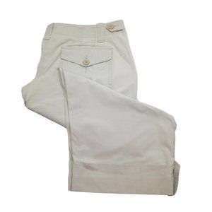 Talbot's Light Tan Capris w/ Button Cuff & Waistband Details  Size: 14